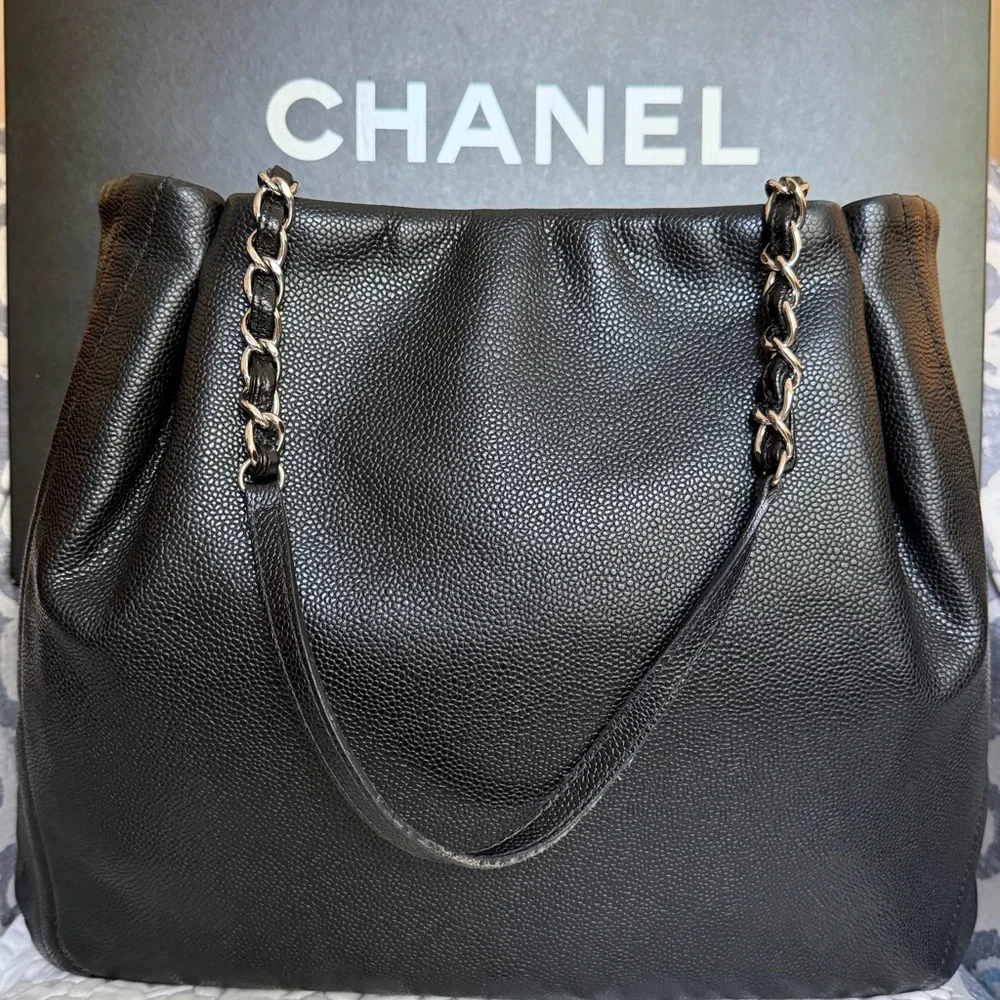 Chanel Pleated Timeless Chain Tote